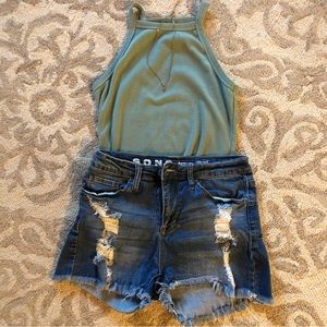 S.O.N.G Curvy Highrise Shorts. Denim with lots of stretch.